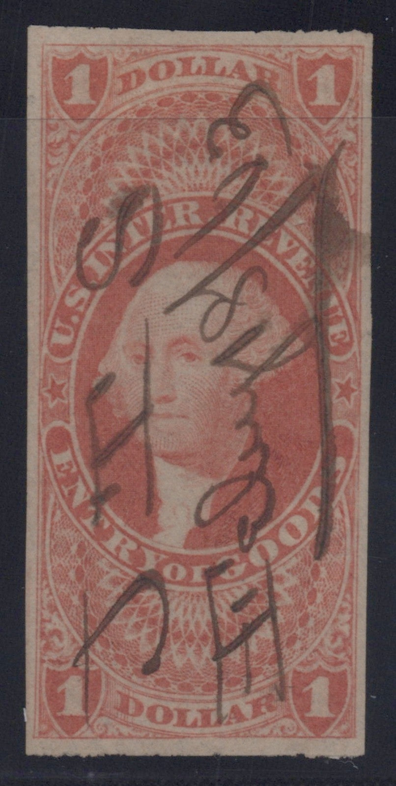 U.S. R67a Entry Of Goods Red Imperforated $1 Used VF 1862-1871 ZAYIX