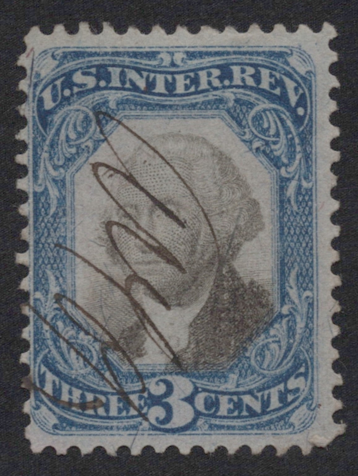U.S. R105 George Washington Blue & Black Pen Cancel 3-Cent Used F/VF 1871 ZAYIX