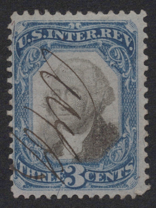 U.S. R105 George Washington Blue & Black Pen Cancel 3-Cent Used F/VF 1871 ZAYIX
