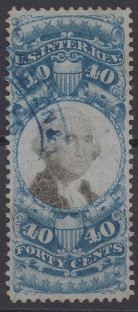 U.S. R114 George Washington Hand Stamped 40-Cent Used VF 1871 ZAYIX