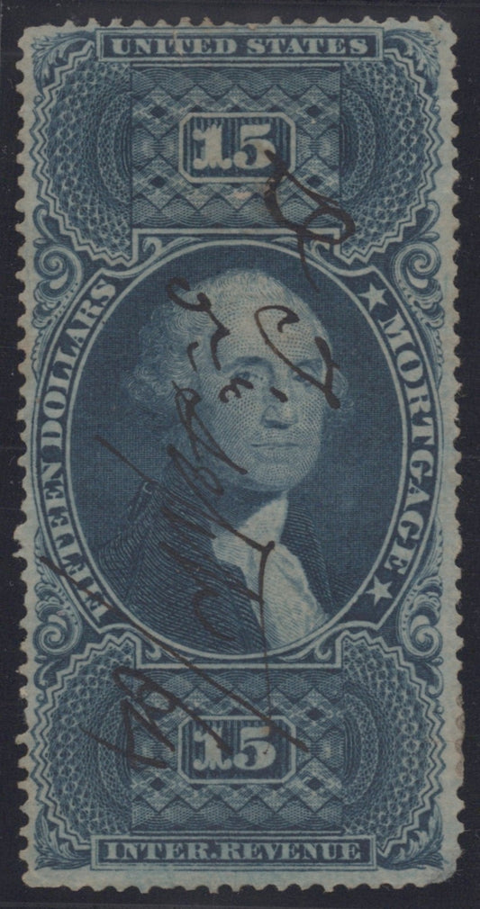 U.S. R97c Mortgage Blue Perforated $15 Used/Repaired VF 1862-1871 ZAYIX