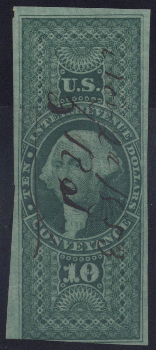 U.S. R94a Conveyance Green Imperforated $10 Used Fine 1862-1871 ZAYIX