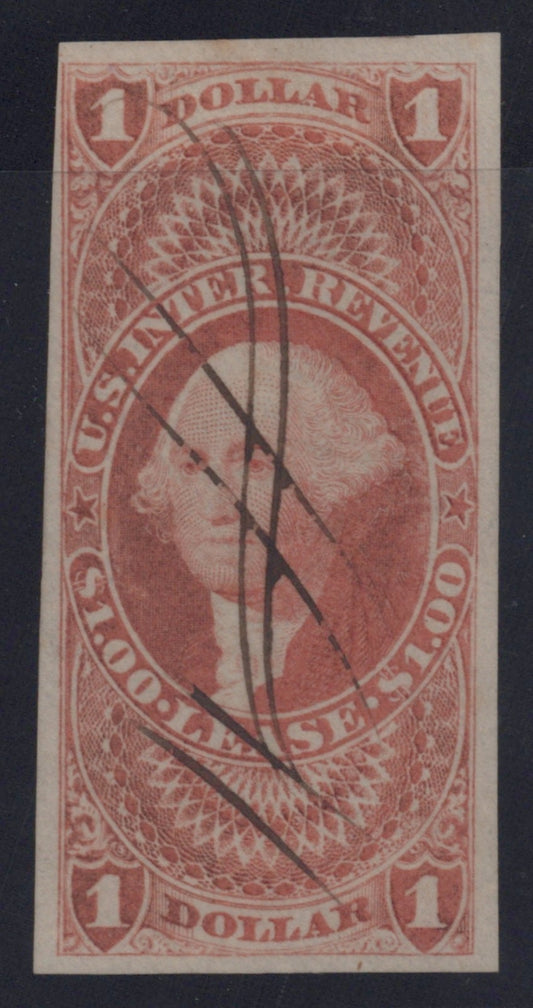 U.S. R70a Lease Red Imperforated $1 Used F/VF 1862-1871 ZAYIX