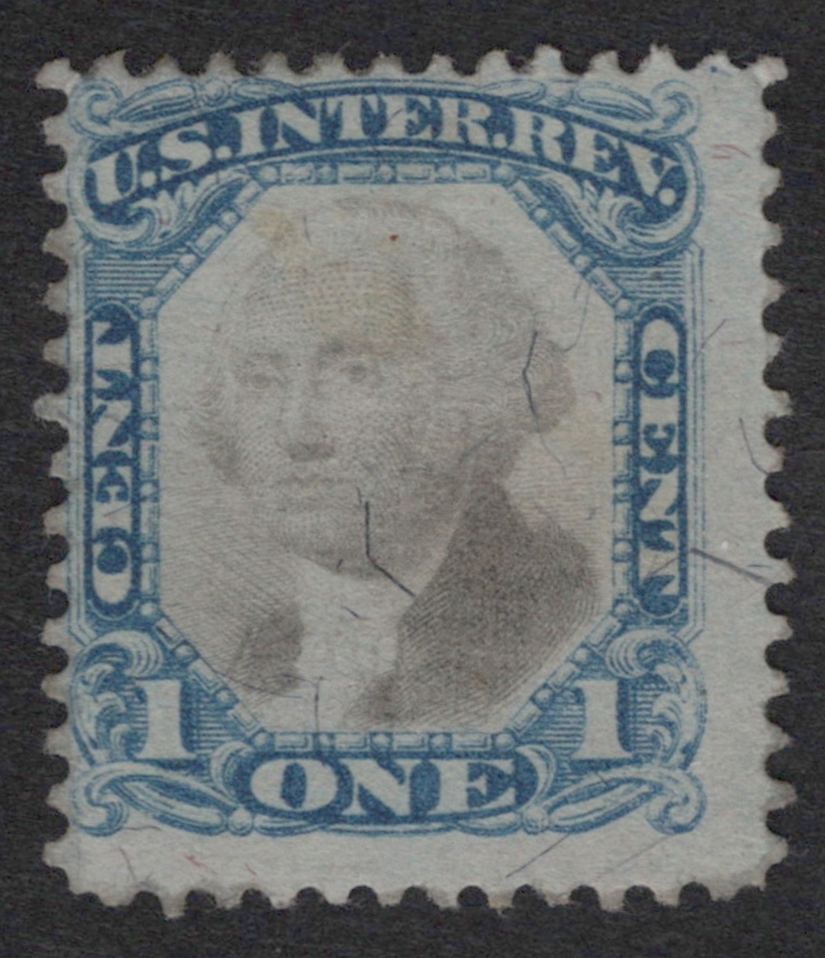 U.S. R103 George Washington Blue & Black 1-Cent Original Gum MH Fine 1871 ZAYIX