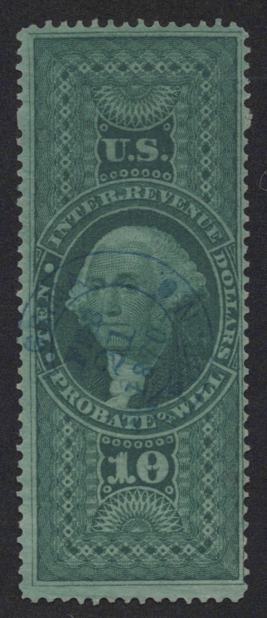U.S. R96c Probate Of Will Green hand Cancel $10 Used F/VF 1862-1871 ZAYIX