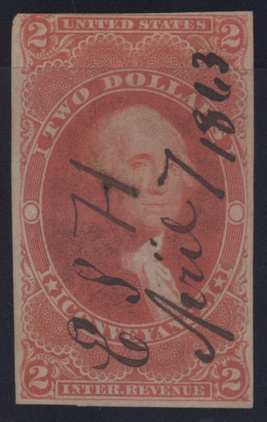 U.S. R81a Conveyance Red Imperforated $2 Used F/VF 1862-1871 ZAYIX