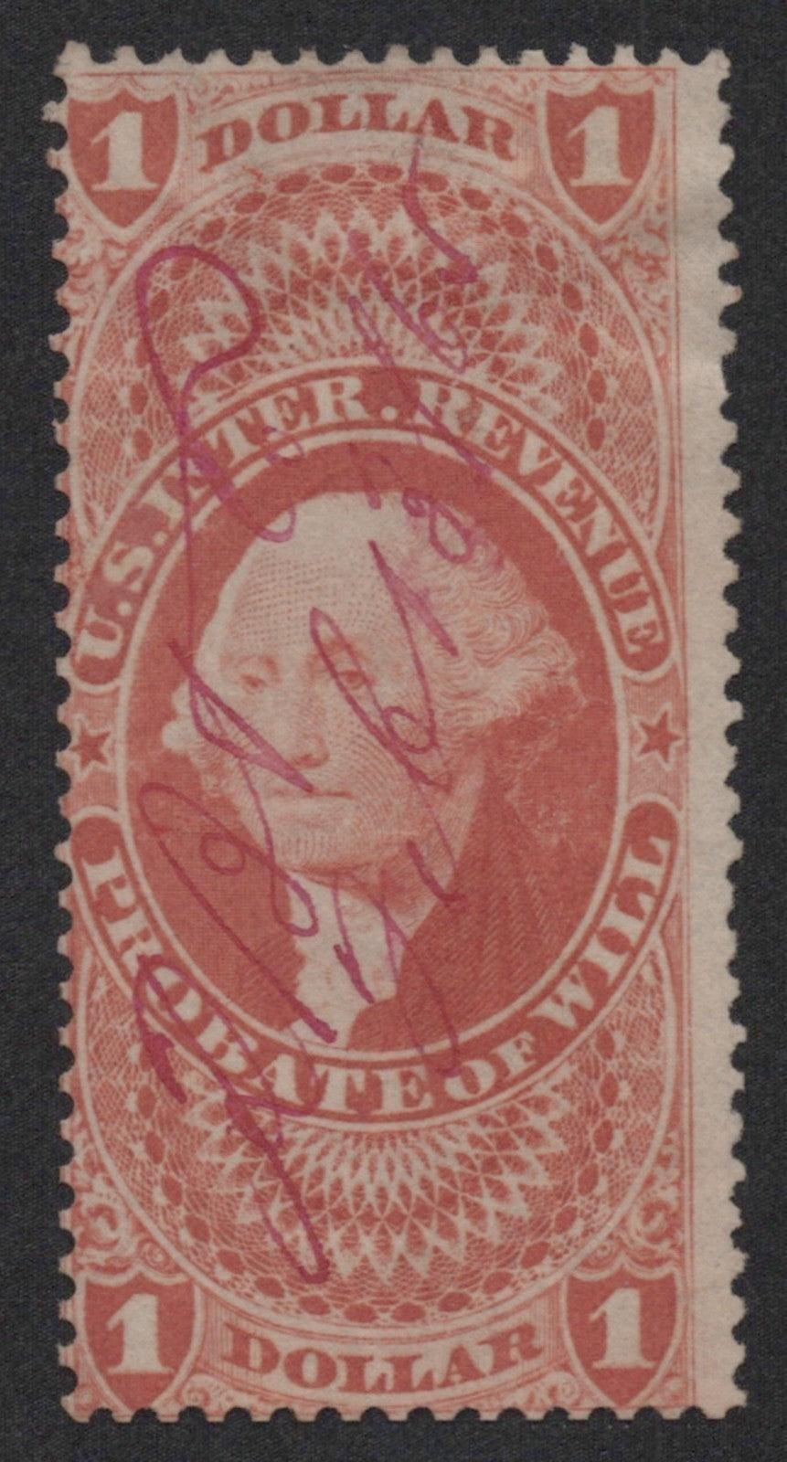 U.S. R76c Probate Of Will Red Perforated $1 Used Fine 1862-1871 ZAYIX