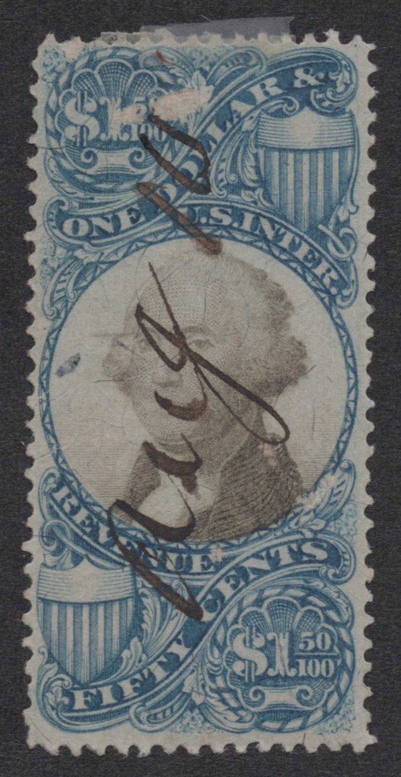 U.S. R120 George Washington Black & Blue Pen Cancel $1.50 1871 ZAYIX