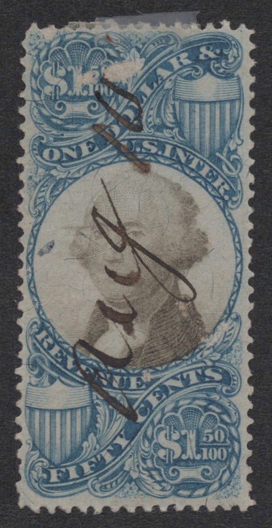 U.S. R120 George Washington Black & Blue Pen Cancel $1.50 1871 ZAYIX