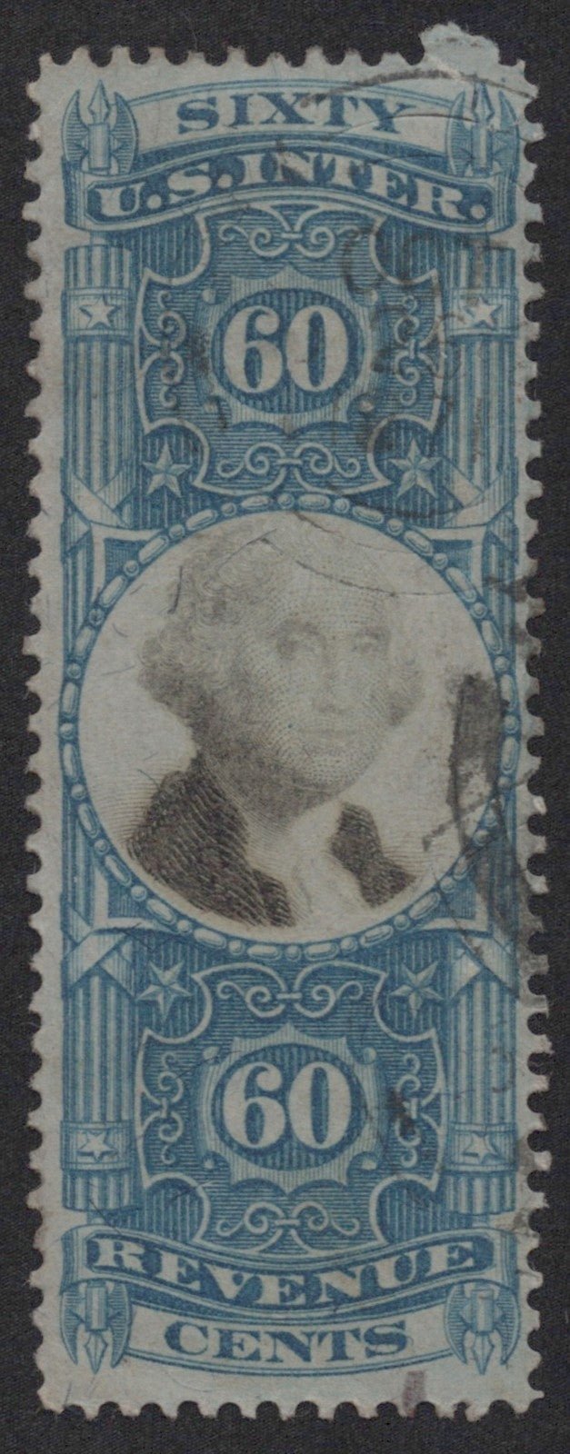 U.S. R116 George Washington Blue & Black Cut Cancel 60-Cent Used F/VF 1871 ZAYIX