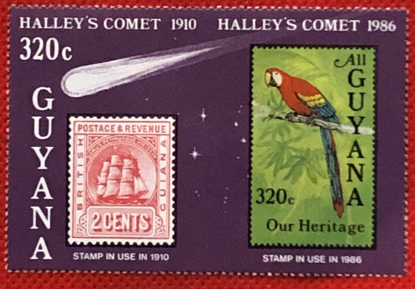 ZAYIX 1986 Guyana 1461 MNH imperf pair ships / bird / Haley's Comet 072122SM03M