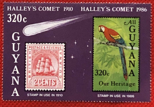 ZAYIX 1986 Guyana 1461 MNH imperf pair ships / bird / Haley's Comet 072122SM03M