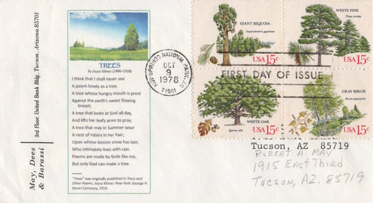 US 1764-1767, 1767a American Trees 5 FDC May Dees & Barassi ZAYIX 031923SM100
