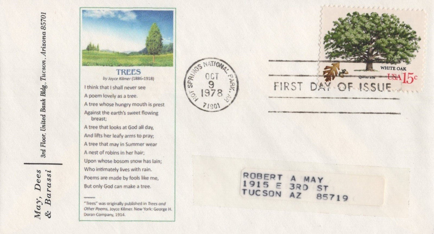 US 1764-1767, 1767a American Trees 5 FDC May Dees & Barassi ZAYIX 031923SM100