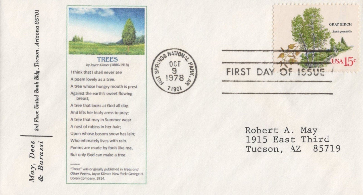 US 1764-1767, 1767a American Trees 5 FDC May Dees & Barassi ZAYIX 031923SM100