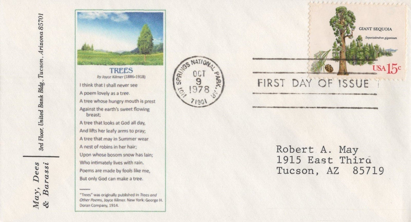 US 1764-1767, 1767a American Trees 5 FDC May Dees & Barassi ZAYIX 031923SM100