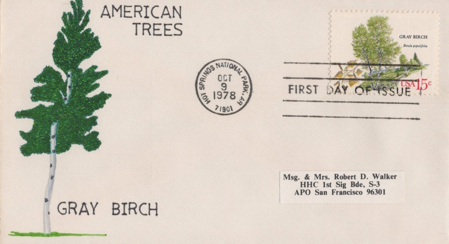 US 1764-1767, 1767a American Trees 5 Hand-drawn cachet FDC ZAYIX 031923SM104