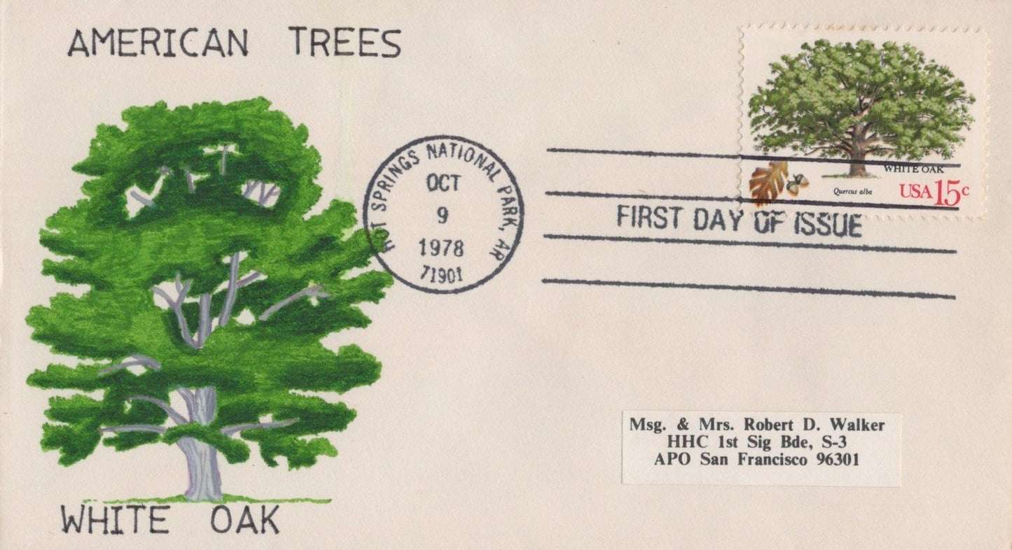 US 1764-1767, 1767a American Trees 5 Hand-drawn cachet FDC ZAYIX 031923SM104