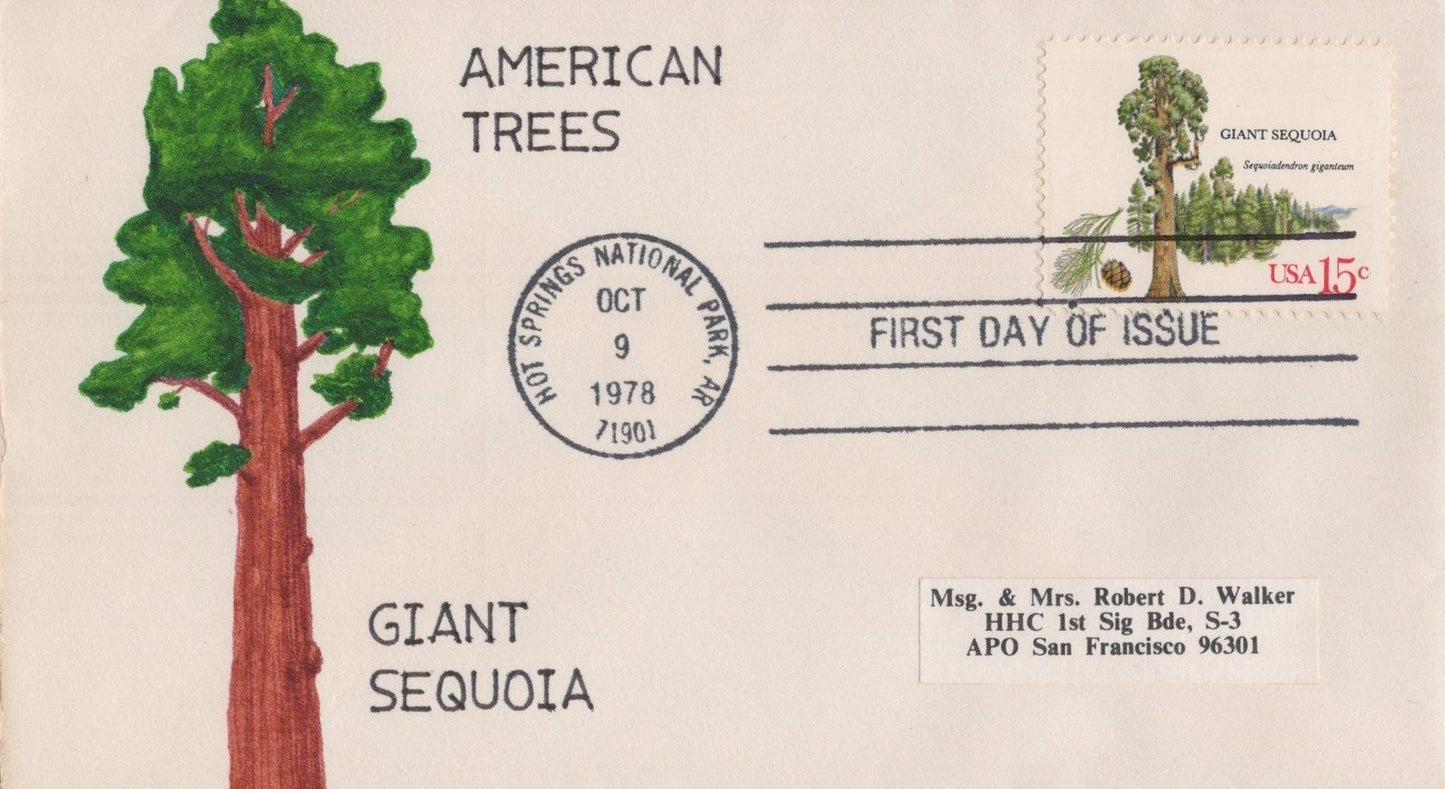 US 1764-1767, 1767a American Trees 5 Hand-drawn cachet FDC ZAYIX 031923SM104