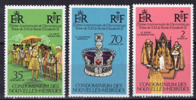 New Hebrides FR. 233-235 MNH Queen Elizabeth II 25th Coronation ZAYIX 090722S81