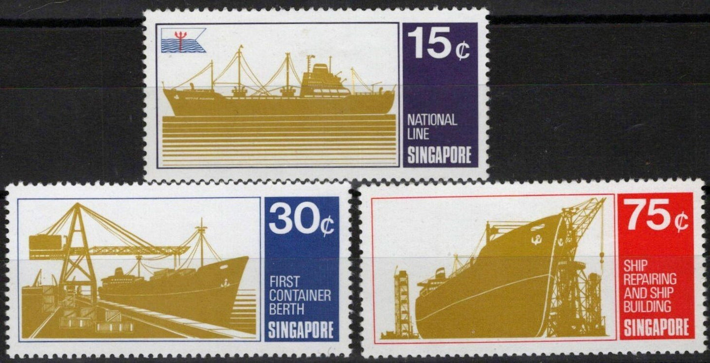 Singapore 126-128 MNH 1970 Shipping Industry Shipbuilding ZAYIX 041123S07