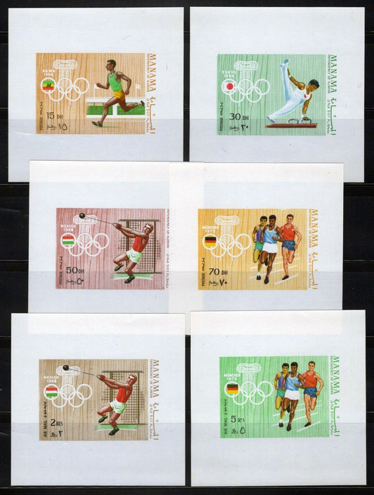ZAYIX Ajman Manama 346-351 MNH Deluxe Sheets Imperf Olympics Sports 041623S77