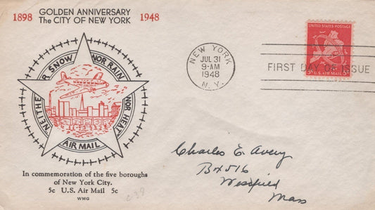 US C38-17 W.M. Grandy cachet FDC New York City 50th Anniv ZAYIX USFM102023030