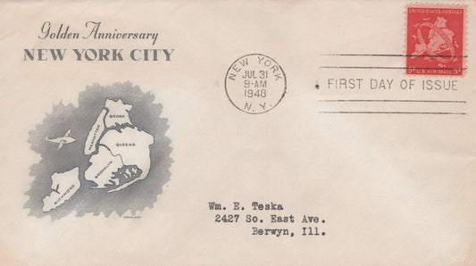 US C38-18 Grimsland cachet FDC 50th anniversary NYC ZAYIX USFM102023032