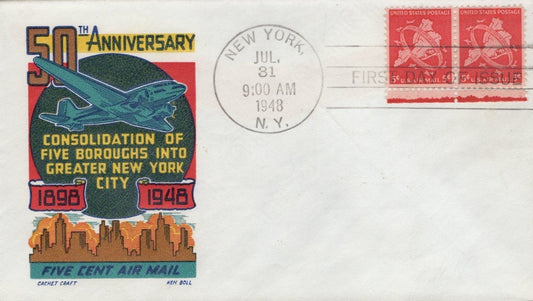 US C38-6 Cachet Craft / Ken Boll cachet FDC UA NYPO on back ZAYIX USFM102023037