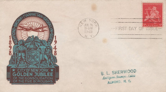 US C38-32 L.W. Staehle cachet FDC Golden Jubilee of NYC ZAYIX USFM102023036