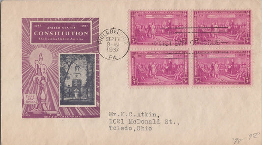 US MP# 798-12 H. Ioor FDC block Philadelphia Constitution ZAYIX 121022SM62
