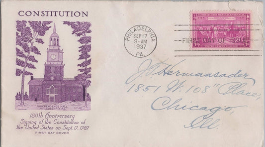 US MP# 798-31 Grimsland FDC single Philadelphia Constitution ZAYIX 121022SM67
