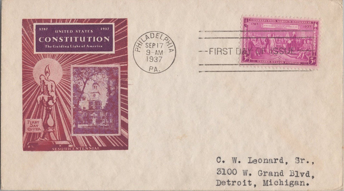 US MP# 798-12a H. Ioor FDC single Philadelphia Constitution ZAYIX 121022SM64