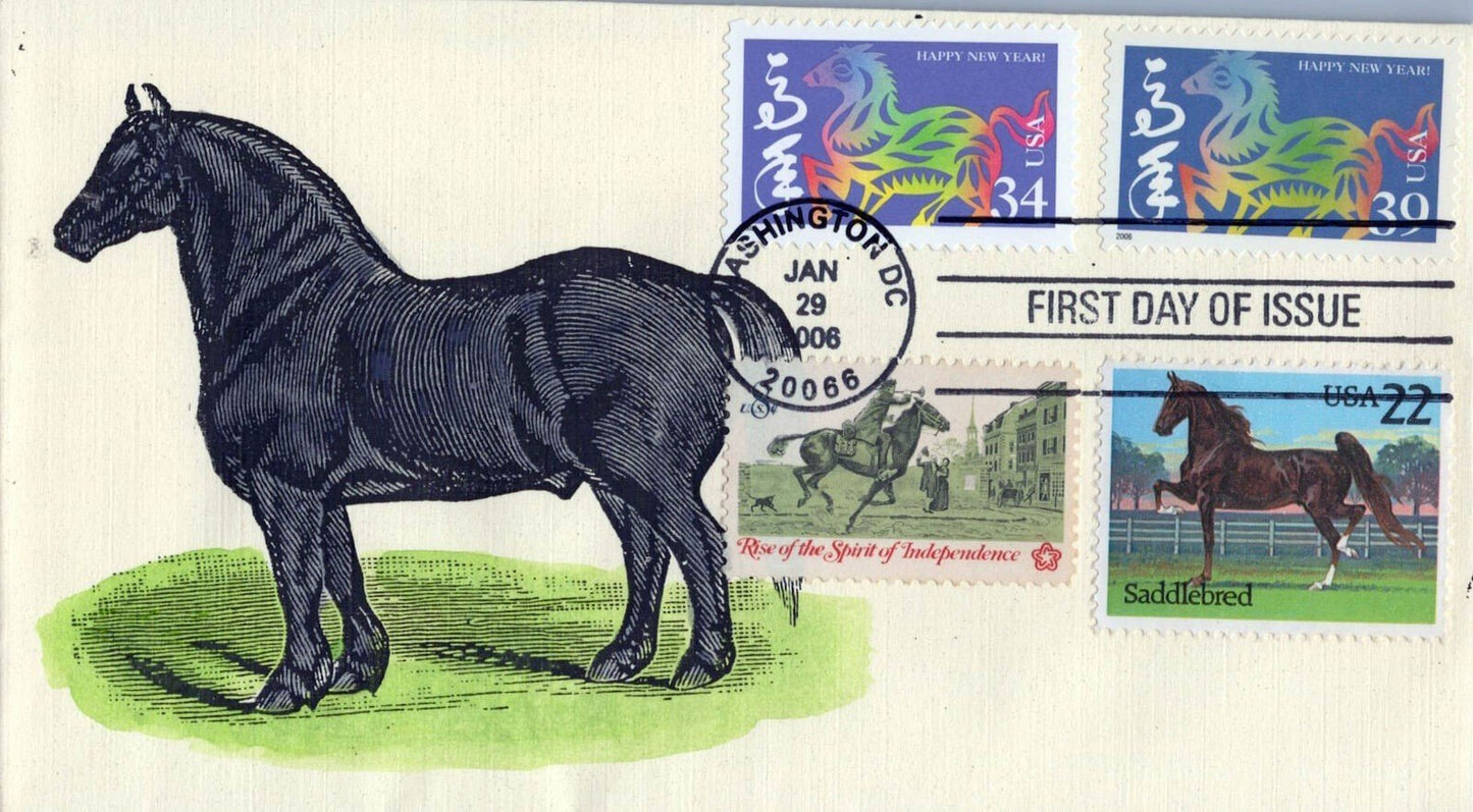 US 3997g FDC Year of Horse, Lunar New Year, hand-painted SMB ZAYIX 1223M0226
