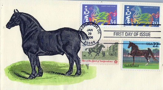 US 3997g FDC Year of Horse, Lunar New Year, hand-painted SMB ZAYIX 1223M0226