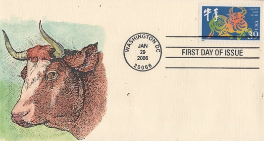 US 3997b FDC Year of Ox, Lunar New Year, Hand-Painted SMB ZAYIX 1223M0222