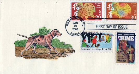 US 3997k FDC Year of Dog, Lunar New Year, hand-painted SMB ZAYIX 1223M0232
