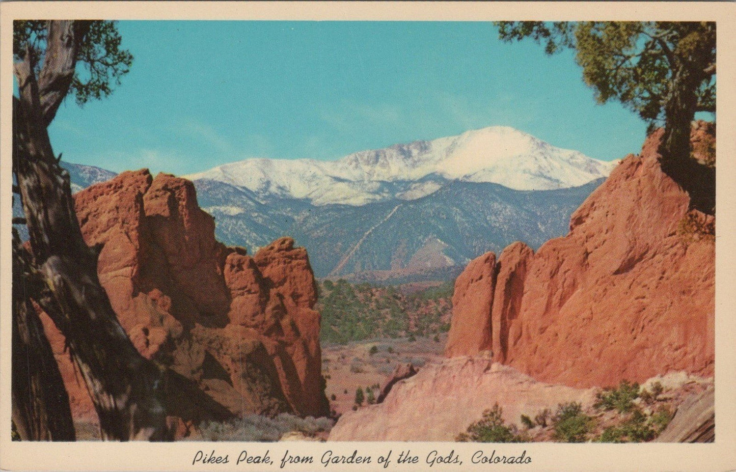 Pikes Peak from the Garden of the Gods Colorado Postcard ZAYIX 102022PC52