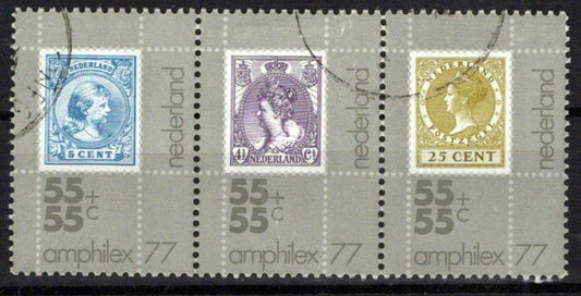 Netherlands B524a Used Strip Semi-Postal Stamps on Stamps Zayix Stamps 0225S0309