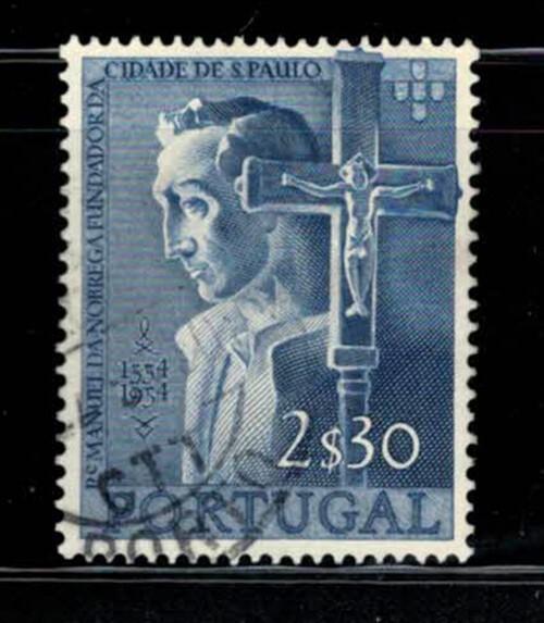 Portugal 801 Used 1954 Religion Manuel Da Nobrega & Crucifix ZAYIX 020722S85