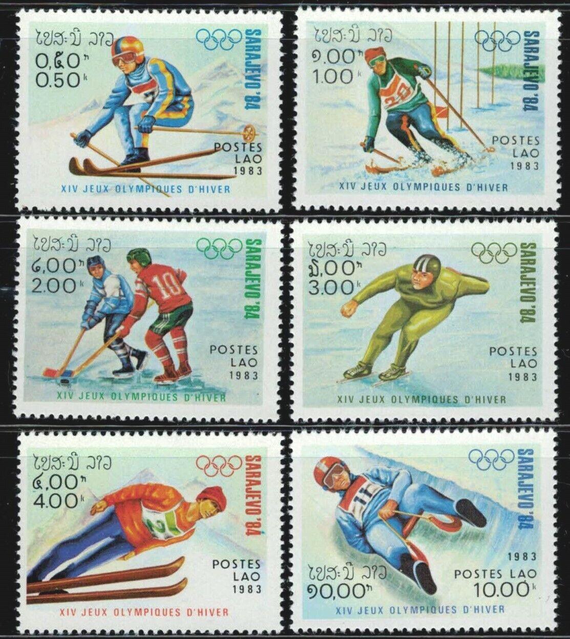 Laos 473-478 MNH Sarajevo Winter Olympics Sports