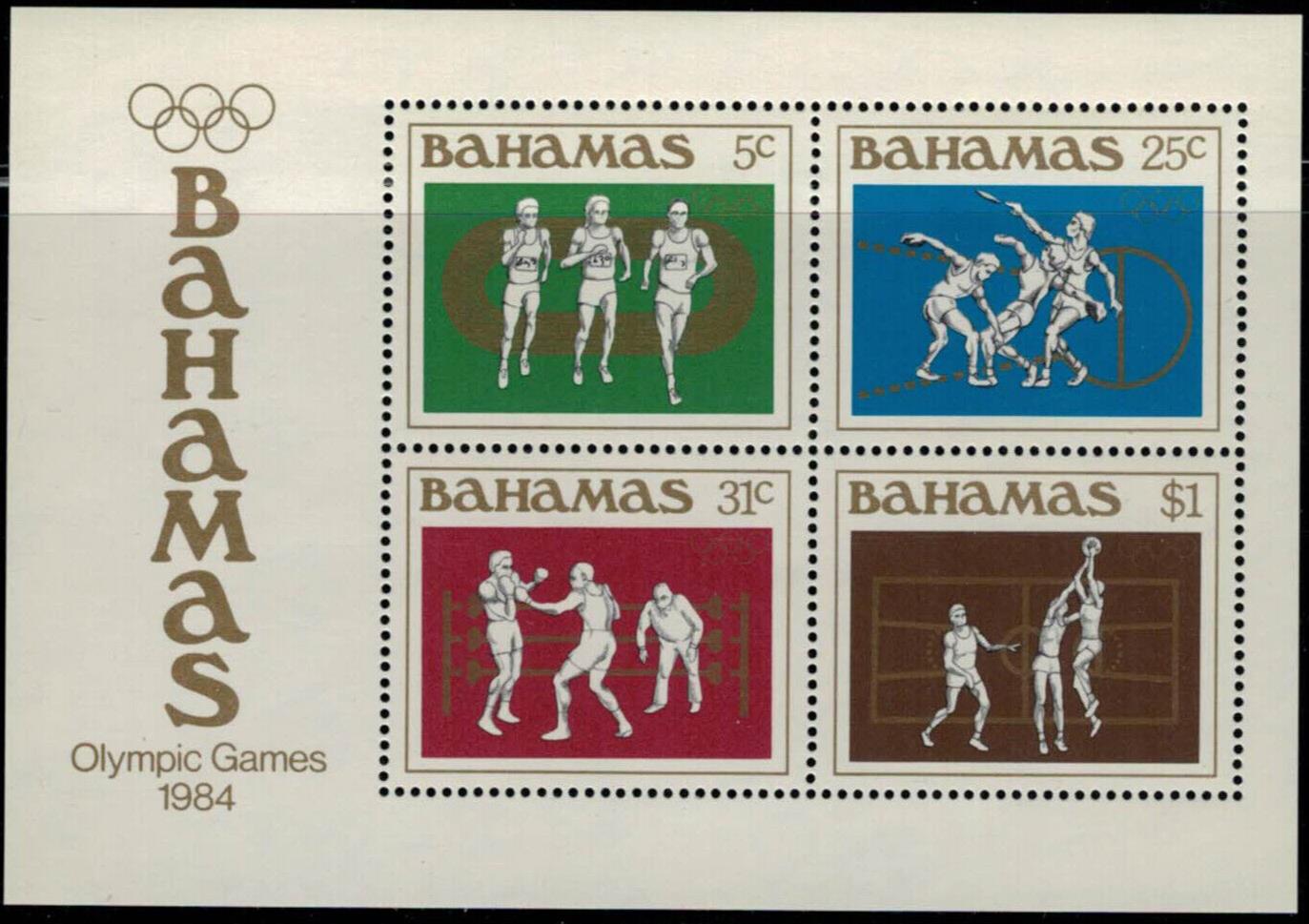 Bahamas 562a MNH 1984 Olympics SS Track Boxing Basketball ZAYIX 041322SM95