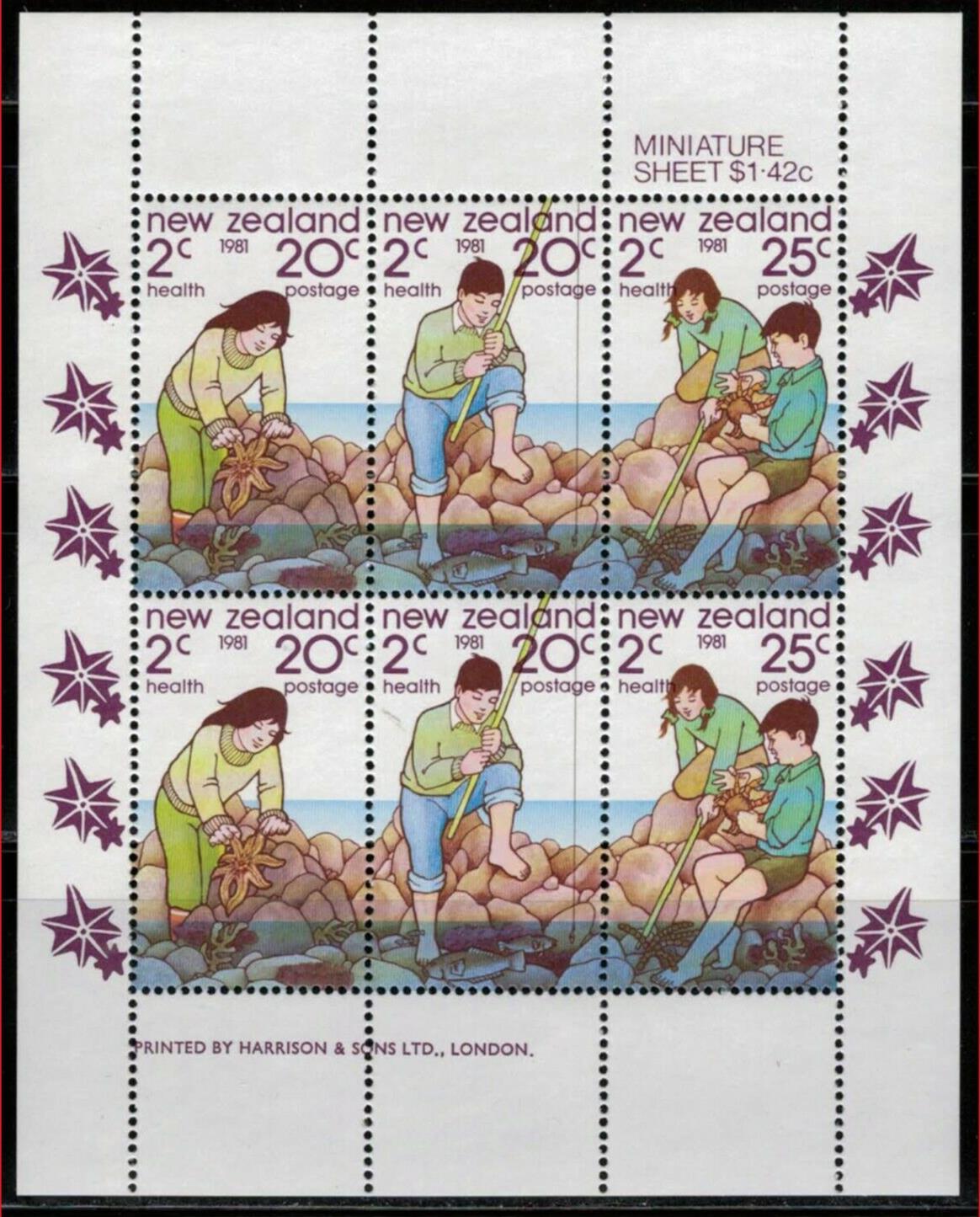 New Zealand B111a MNH Children Fishing / Fish miniature sheet ZAYIX 0123SB08M