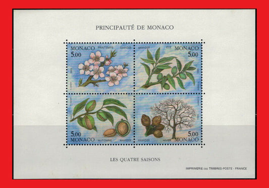 Monaco 1852 MNH souvenir sheet Plants Almond tree life cycle