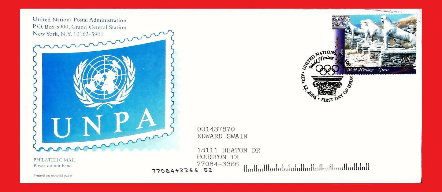 United Nations / UN covers 2004 World Heritage Greece FDC