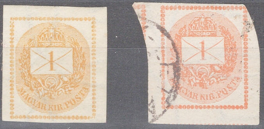 Hungary P4a MHH lemon yellow with P4 orange for comparison Newspaper