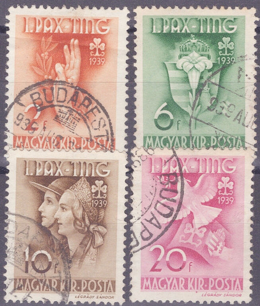 Hungary 551-554 used - Girl Scouts - Scouting - Birds - Flowers