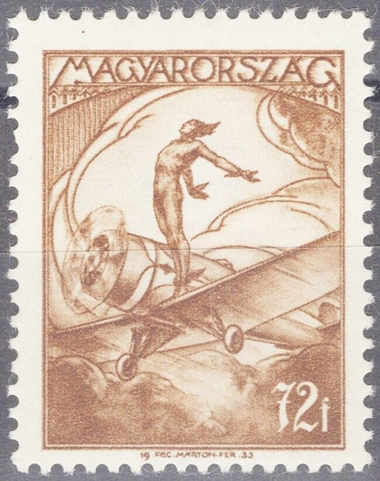 Hungary C30 MLH 72f Air Post Aviation Sprit of Flight on Plane Wing