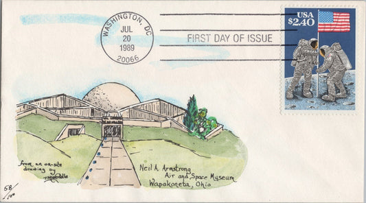 US 2419 FDC Michael TM Weddle Hand Painted Moon Landing Limited ZAYIX 061722SM46
