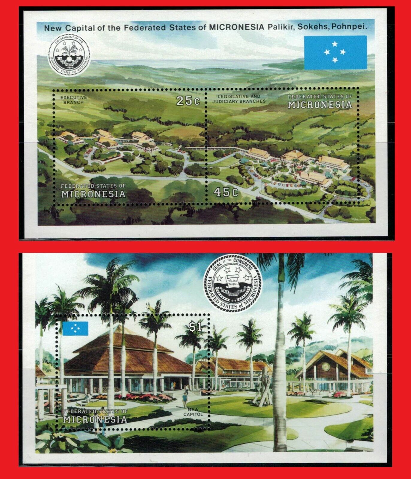 1991 Micronesia 132-133 MNH souvenir sheets / New Capital